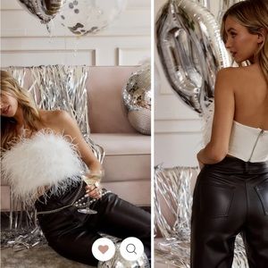 12th Tribe - feather strapless zip-up top WORN ONCE